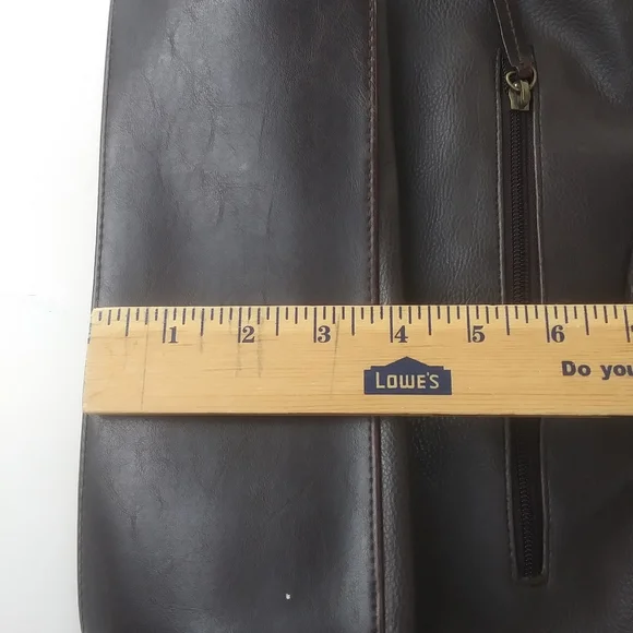 Vintage Liz Claiborne Crazy Horse Round Handle Faux Leather Bag, Dark Brown - Picture 15 of 15